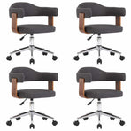 Swivel Dining Chairs 4 pcs Grey Bent Wood and Fabric