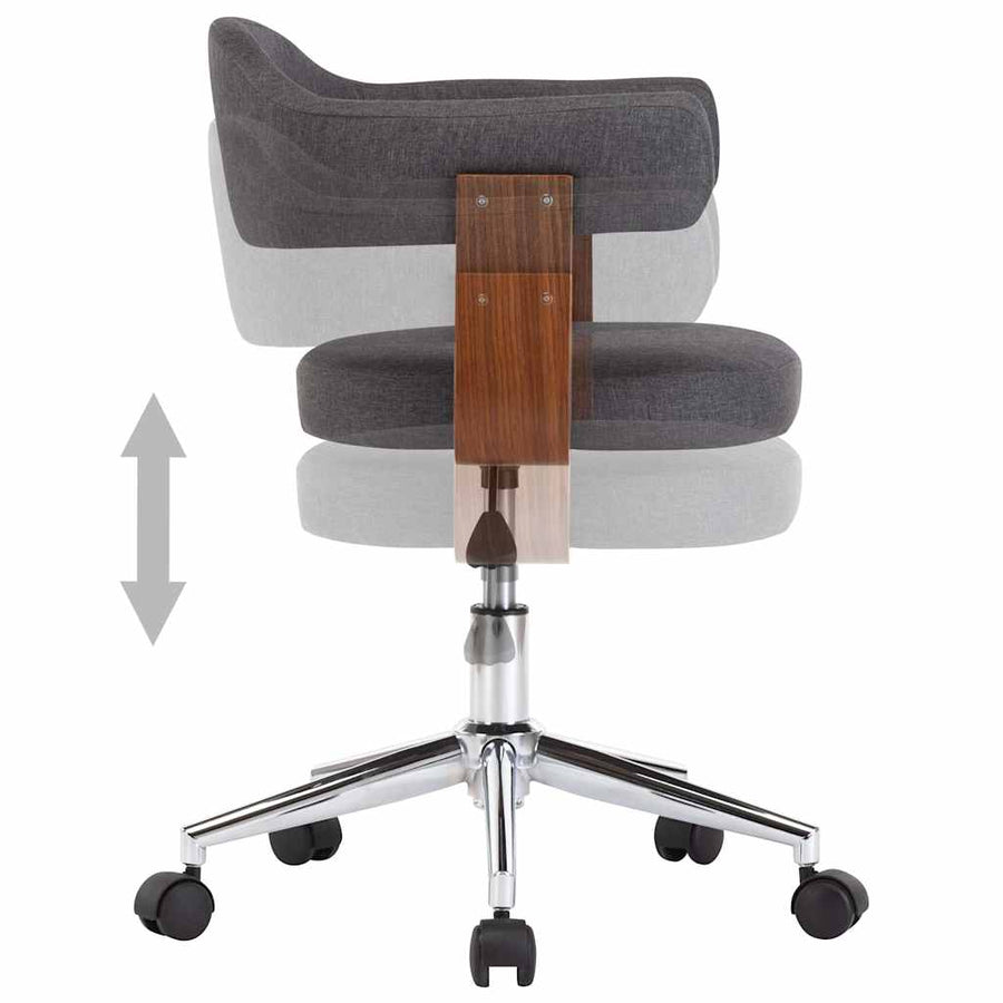 Swivel Dining Chairs 4 pcs Grey Bent Wood and Fabric