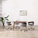 Swivel Dining Chairs 4 pcs Grey Bent Wood and Fabric