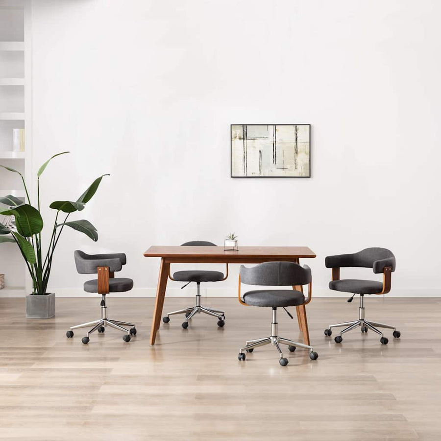 Swivel Dining Chairs 4 pcs Grey Bent Wood and Fabric