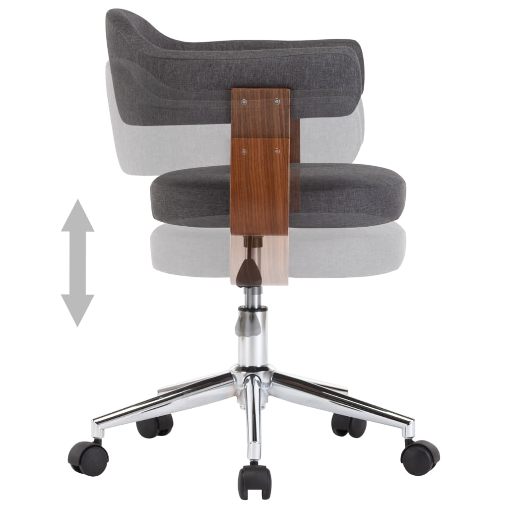 Swivel Dining Chairs 6 pcs Grey Bent Wood and Fabric