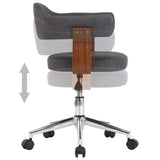 Swivel Dining Chairs 6 pcs Grey Bent Wood and Fabric - 45-Degree Angle