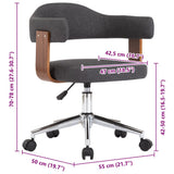 Swivel Dining Chairs 6 pcs Grey Bent Wood and Fabric - Low Angle