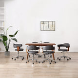 Swivel Dining Chairs 6 pcs Grey Bent Wood and Fabric