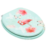 WC Toilet Seat with Lid MDF Flamingo Design - Side View