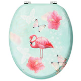 WC Toilet Seat with Lid MDF Flamingo Design - 45-Degree Angle