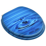 WC Toilet Seat with Lid MDF Blue Water Drop Design - Side View