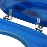 WC Toilet Seat with Lid MDF Blue Water Drop Design - Close-Up Angle