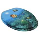 WC Toilet Seat with Lid MDF Deep Sea Design - Side View