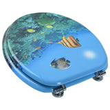 WC Toilet Seat with Lid MDF Deep Sea Design - Top-Down View