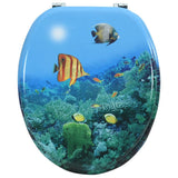 WC Toilet Seat with Lid MDF Deep Sea Design - Rear View