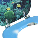 WC Toilet Seat with Lid MDF Deep Sea Design - Low Angle