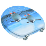 WC Toilet Seat with Lid MDF Penguin Design - Top-Down View