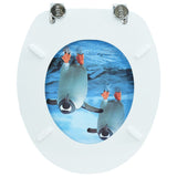 WC Toilet Seat with Lid MDF Penguin Design - Close-Up Angle