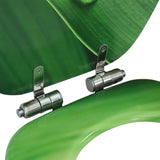 WC Toilet Seat with Soft Close Lid MDF Green Water Drop Design - Low Angle