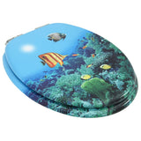 WC Toilet Seat with Soft Close Lid MDF Deep Sea Design - Side View