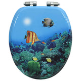 WC Toilet Seat with Soft Close Lid MDF Deep Sea Design - Rear View