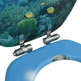 WC Toilet Seat with Soft Close Lid MDF Deep Sea Design - Low Angle