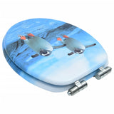 WC Toilet Seat with Soft Close Lid MDF Penguin Design - Top-Down View