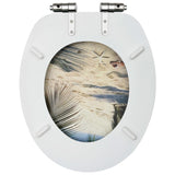 WC Toilet Seat with Soft Close Lid MDF Beach Design - Rear View