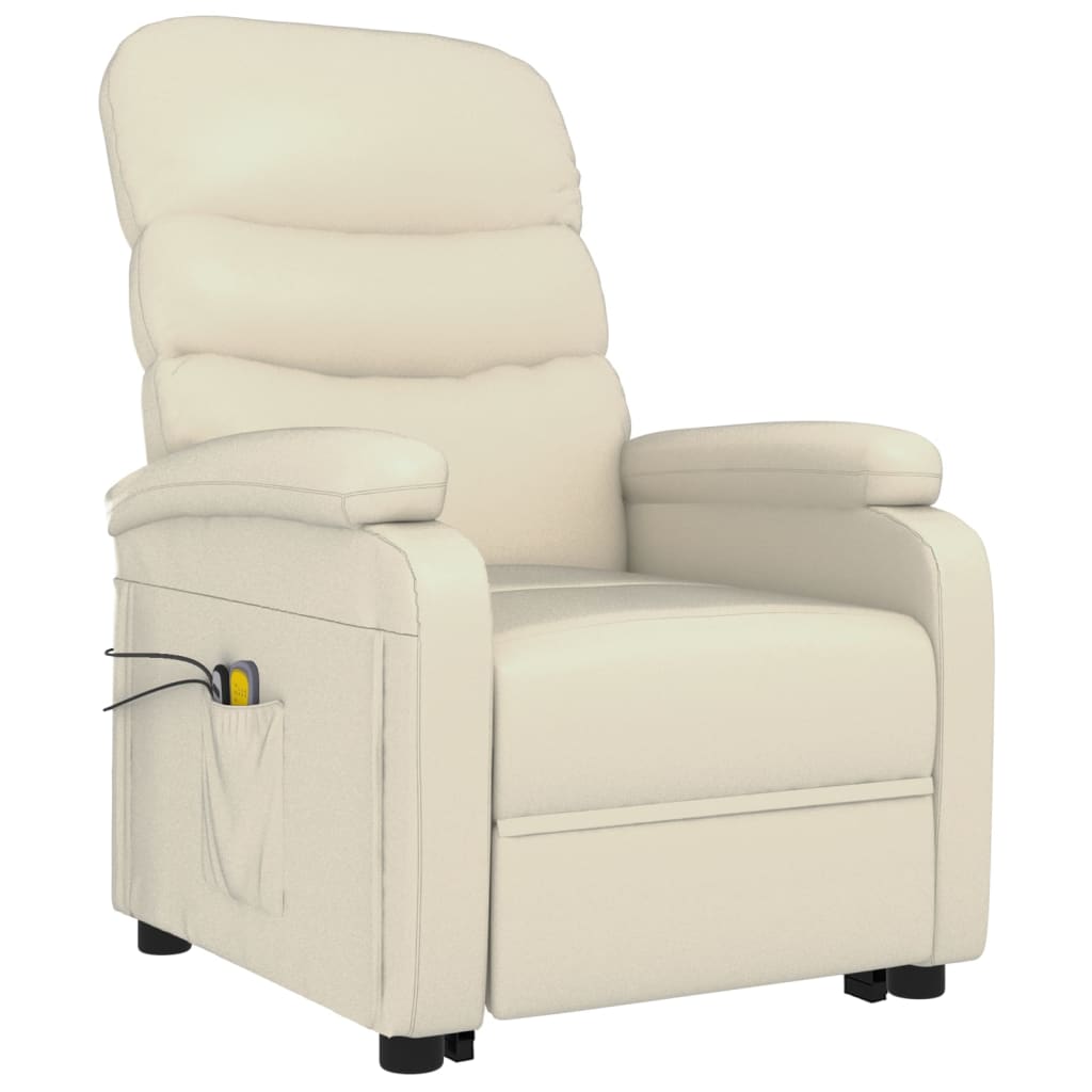 Stand up Massage Chair Cream White Faux Leather