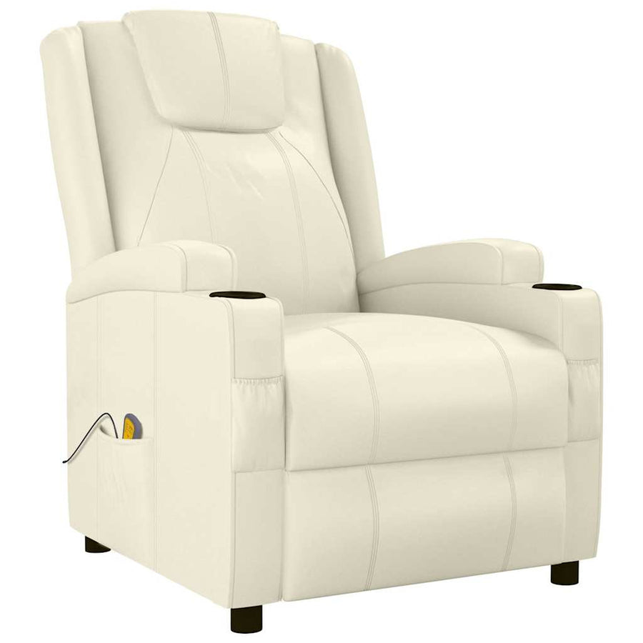 Massage Chair Cream White Faux Leather