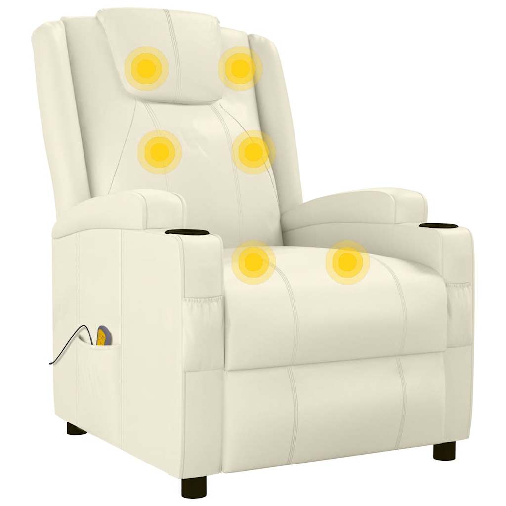 Massage Chair Cream White Faux Leather