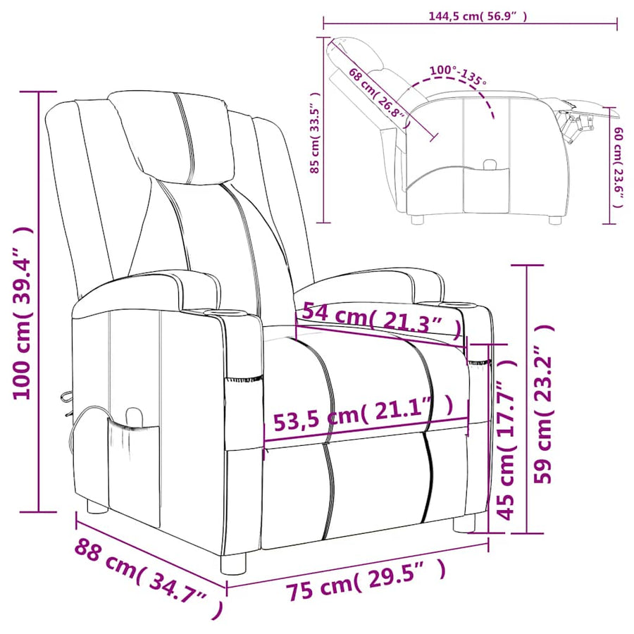 Massage Chair Cream White Faux Leather