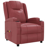 Massage Chair Wine Red Faux Leather - Front View