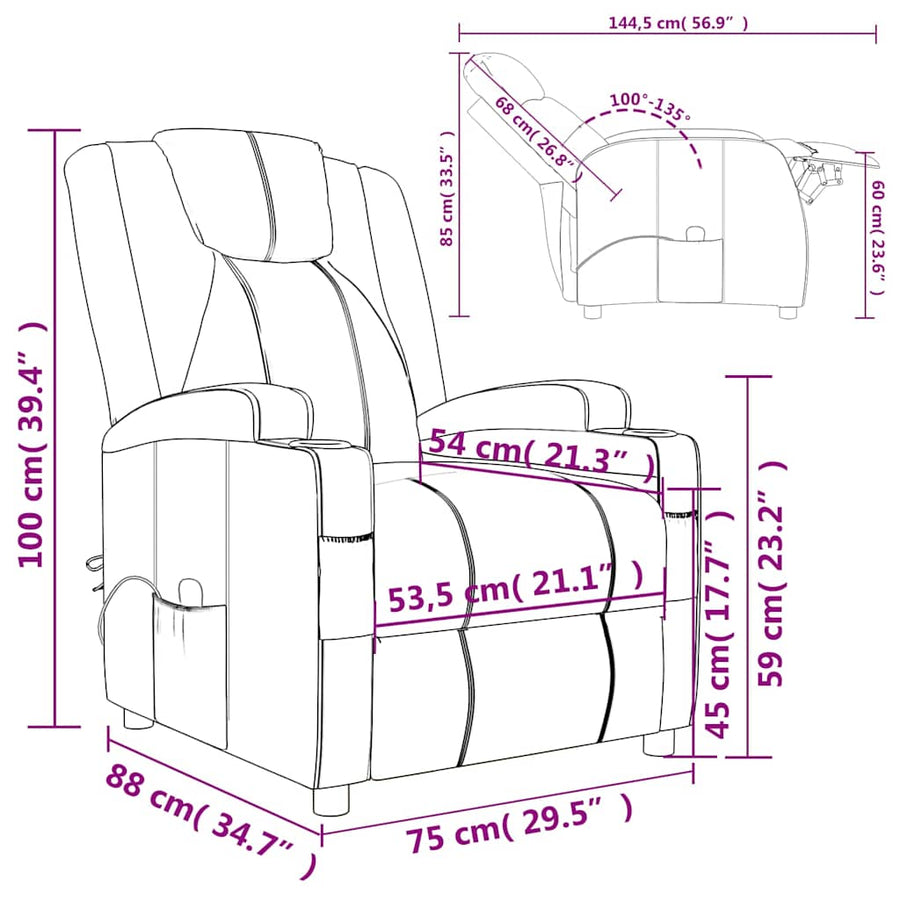 Massage Chair Wine Red Faux Leather