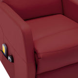 Stand up Massage Chair Wine Red Faux Leather - Rear View