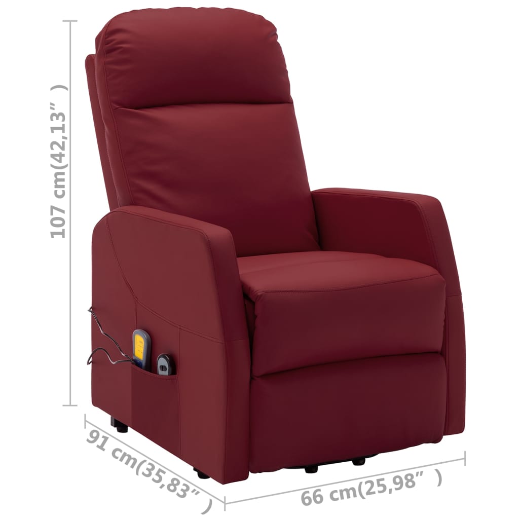 Stand up Massage Chair Wine Red Faux Leather