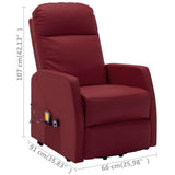 Stand up Massage Chair Wine Red Faux Leather - Low Angle