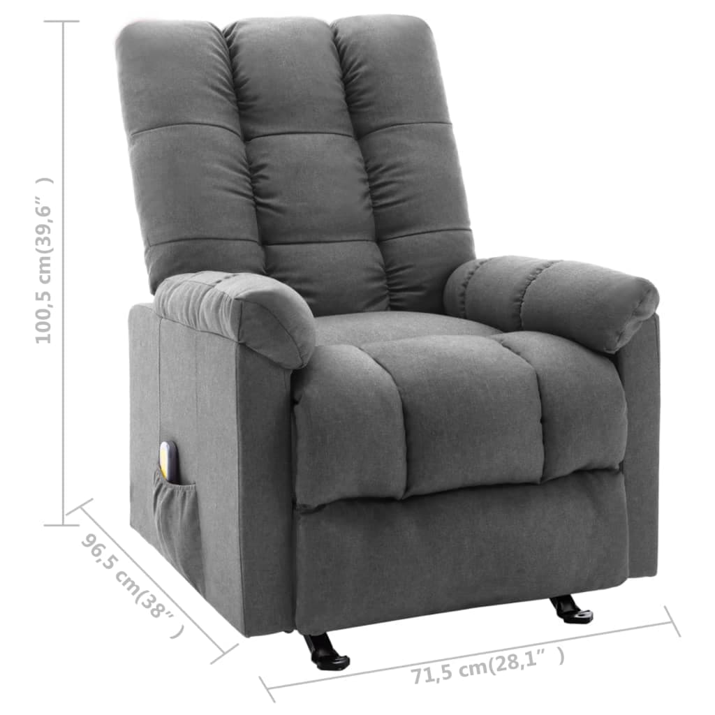 Massage Reclining Chair Light Grey Fabric