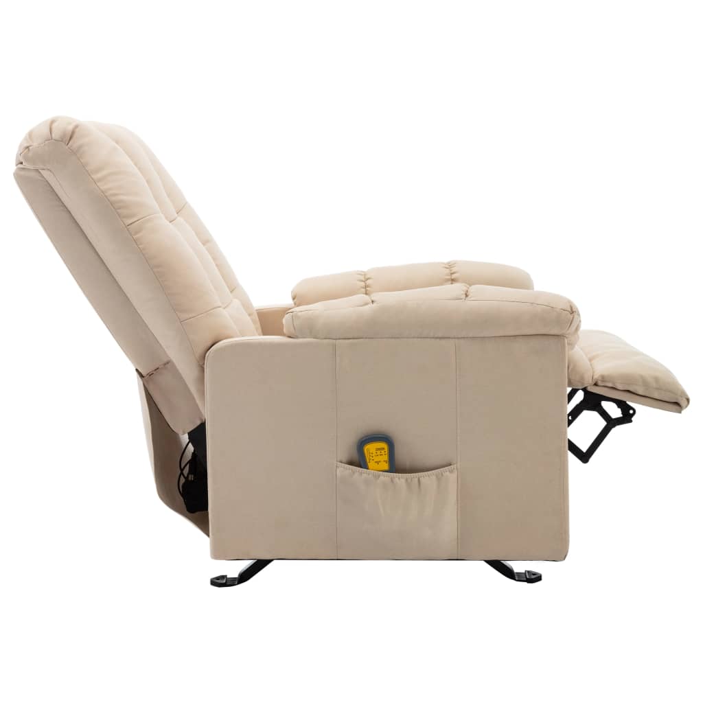Massage Reclining Chair Cream Fabric