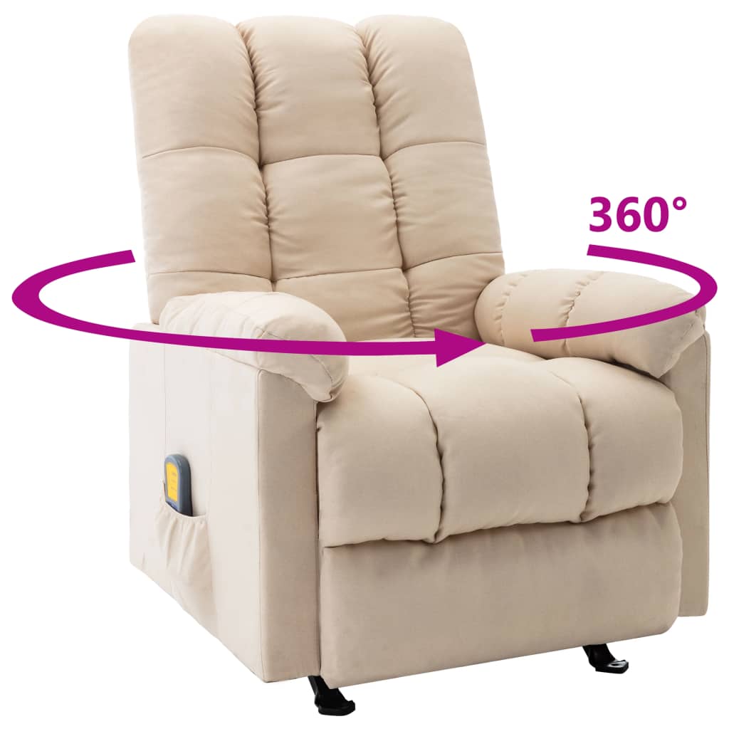 Massage Reclining Chair Cream Fabric