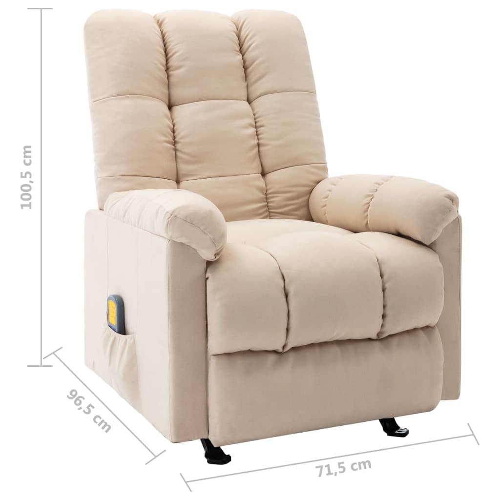 Massage Reclining Chair Cream Fabric
