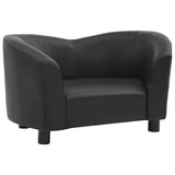 Dog Sofa Black 67x41x39 Cm Faux Leather - Front View