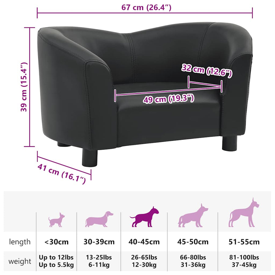 Dog Sofa Black 67x41x39 Cm Faux Leather