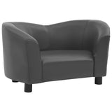 Dog Sofa Grey 67x41x39 Cm Faux Leather - Front View