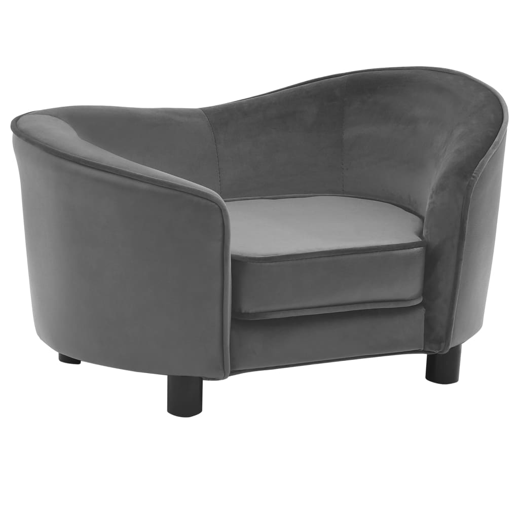 Dog Sofa Grey 69x49x40 Cm Plush And Faux Leather