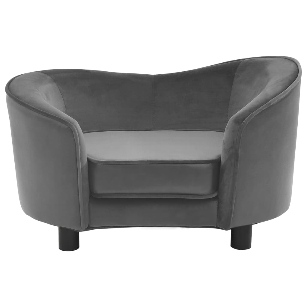 Dog Sofa Grey 69x49x40 Cm Plush And Faux Leather