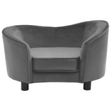 Dog Sofa Grey 69x49x40 Cm Plush And Faux Leather - Side View