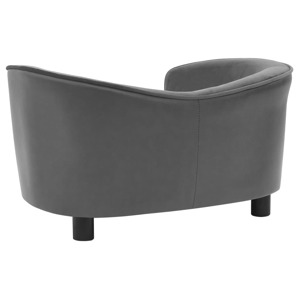 Dog Sofa Grey 69x49x40 Cm Plush And Faux Leather