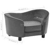 Dog Sofa Grey 69x49x40 Cm Plush And Faux Leather