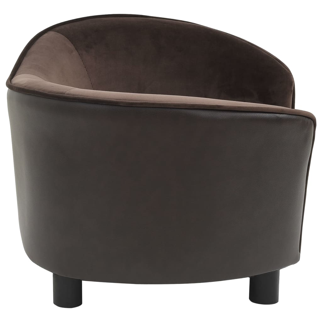 Dog Sofa Brown 69x49x40 Cm Plush And Faux Leather