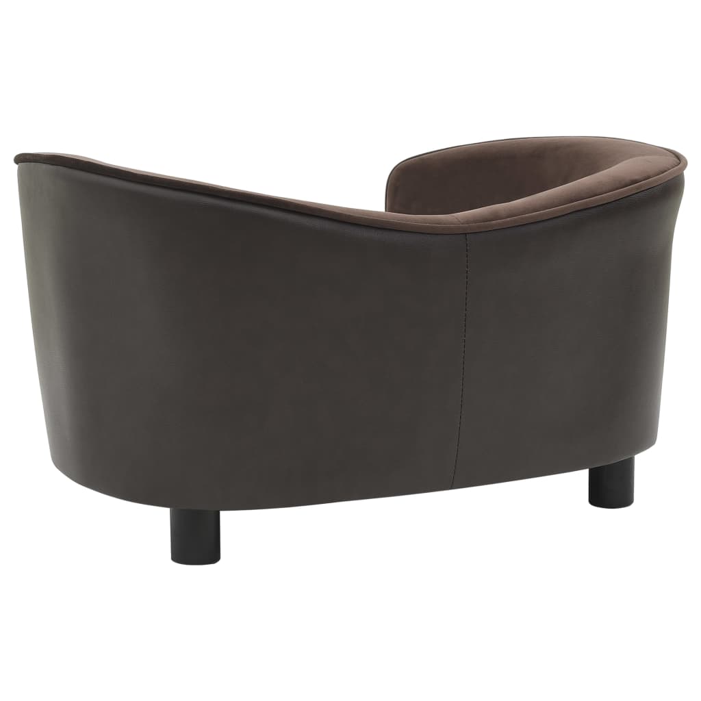 Dog Sofa Brown 69x49x40 Cm Plush And Faux Leather