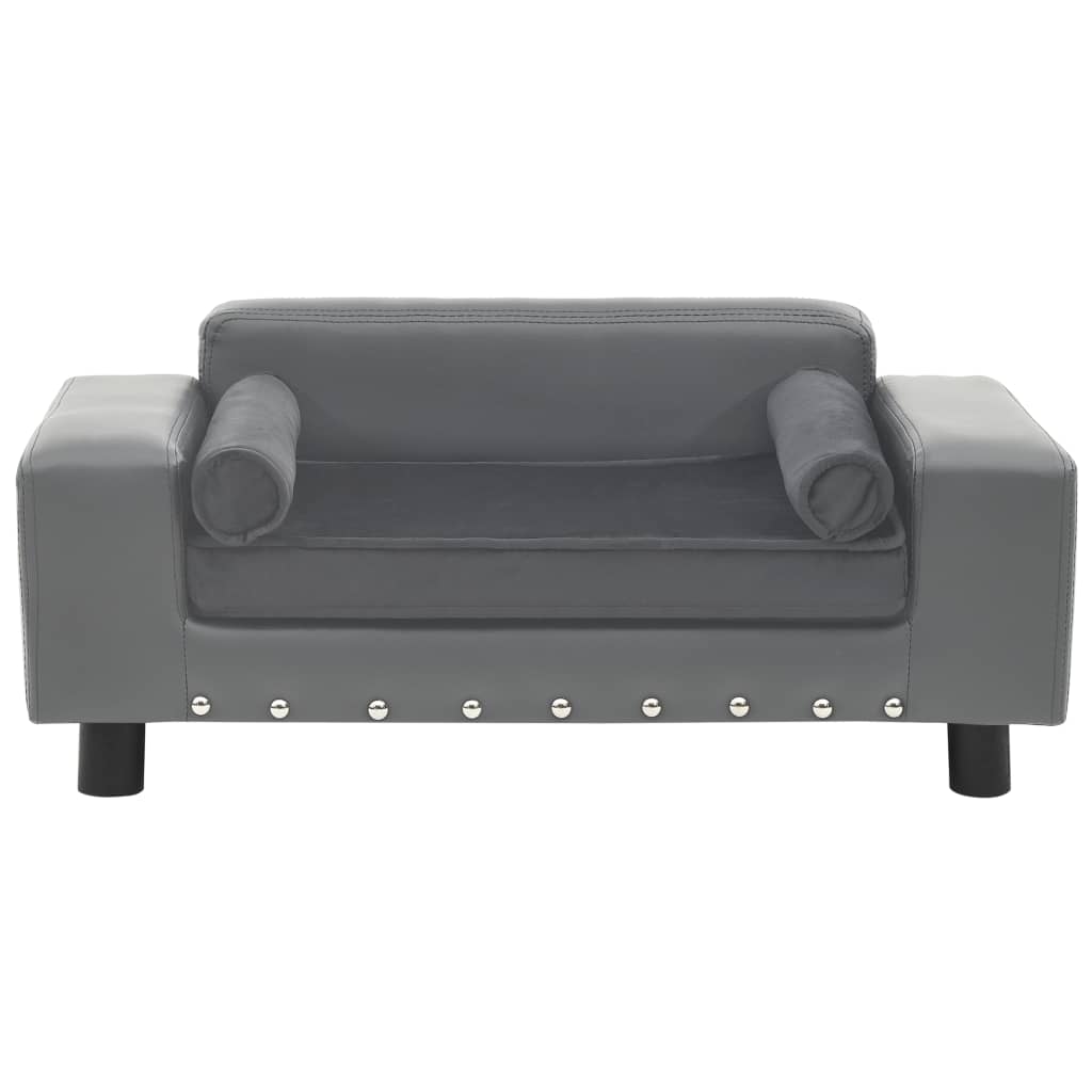 Dog Sofa Grey 81x43x31 Cm Plush And Faux Leather