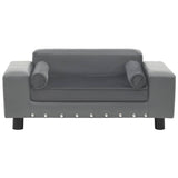 Dog Sofa Grey 81x43x31 Cm Plush And Faux Leather