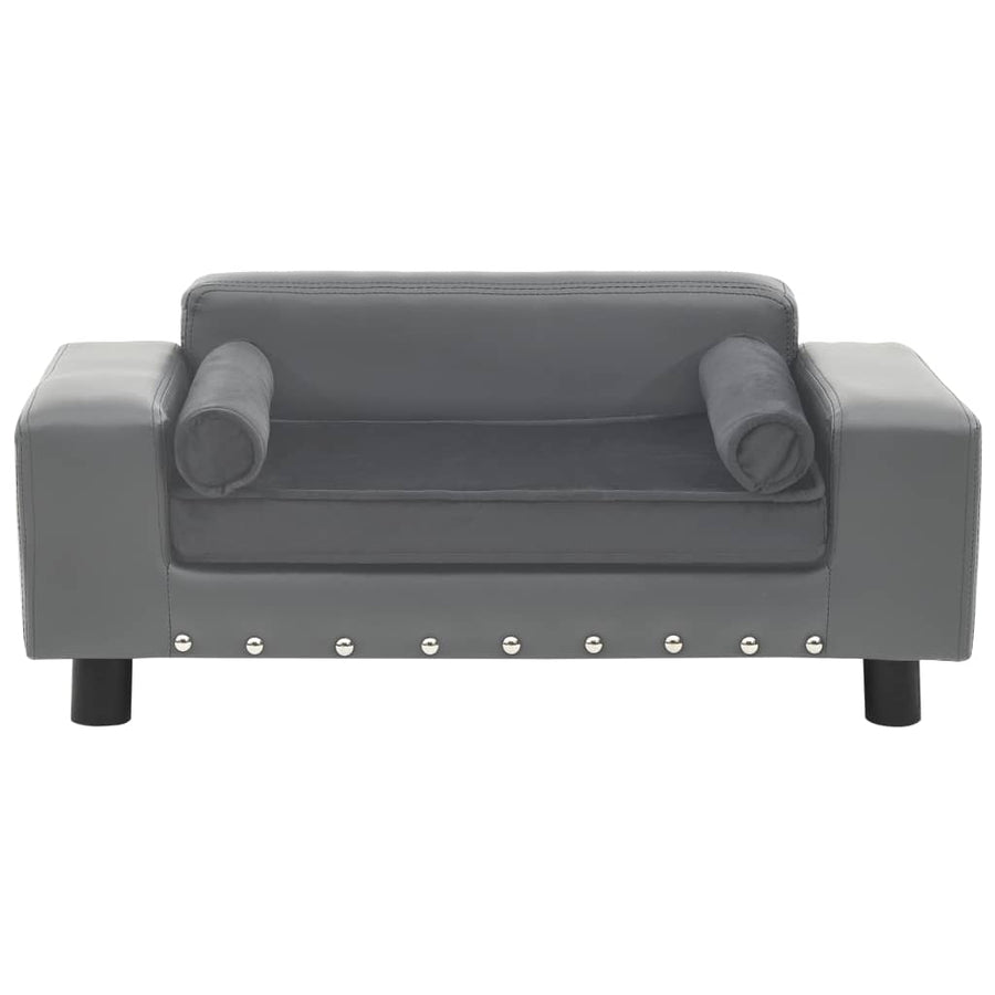 Dog Sofa Grey 81x43x31 Cm Plush And Faux Leather
